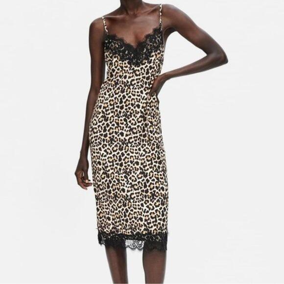 Zara Animal Print Slip Dress size small - Picture 7 of 9